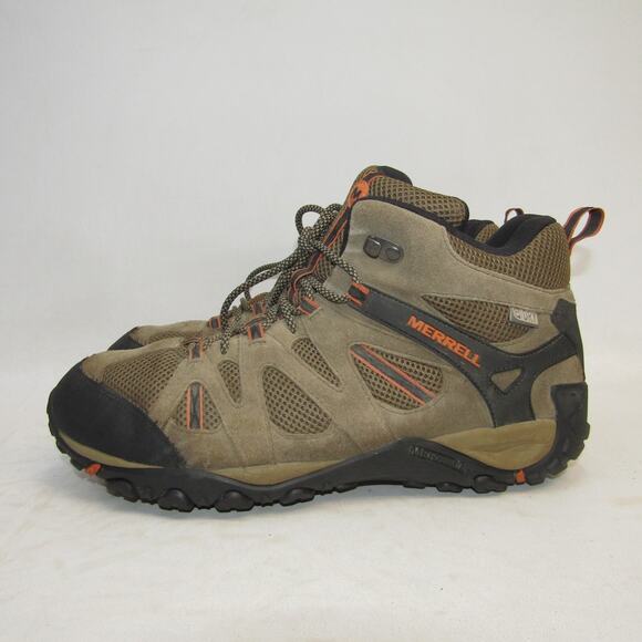 Merrell Mens Size 12 M Brown Mesh Lace Up Causal Comfort Hiking Running Shoes
